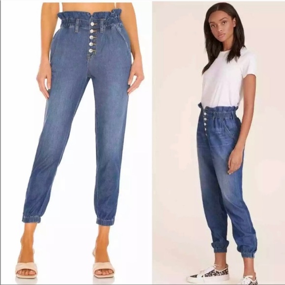 Veronica Beard Tapered Paperbag Jeans Blue Size 26/2 - Picture 11 of 16